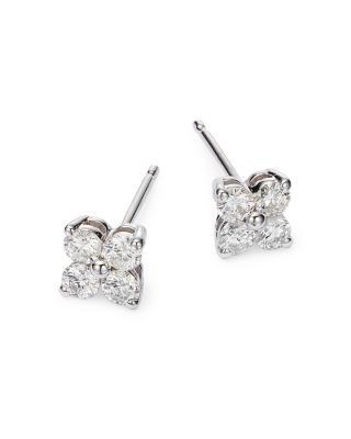 Bloomingdale's Fine Collection Diamond Clover Stud Earrings in 14K White Gold, 0.50 tcw