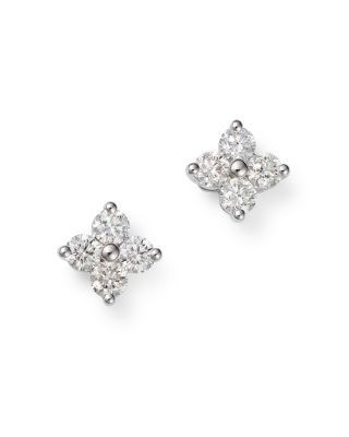 Bloomingdale's Fine Collection Diamond Clover Stud Earrings in 14K White Gold, 0.75 tcw