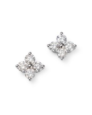 Bloomingdale's Fine Collection Diamond Clover Stud Earrings in 14K White Gold, 1.0 tcw
