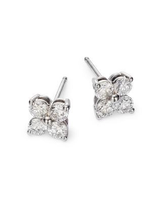 Bloomingdale's Fine Collection Diamond Clover Stud Earrings in 14K White Gold, 1.0 tcw