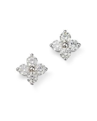 Bloomingdale's Fine Collection Diamond Clover Stud Earrings in 14K White Gold, 1.50 tcw
