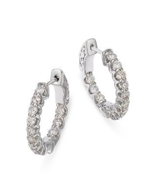 Bloomingdale's Fine Collection Diamond Inside Out Hoop Earring in 14K White Gold, 1.20 tcw