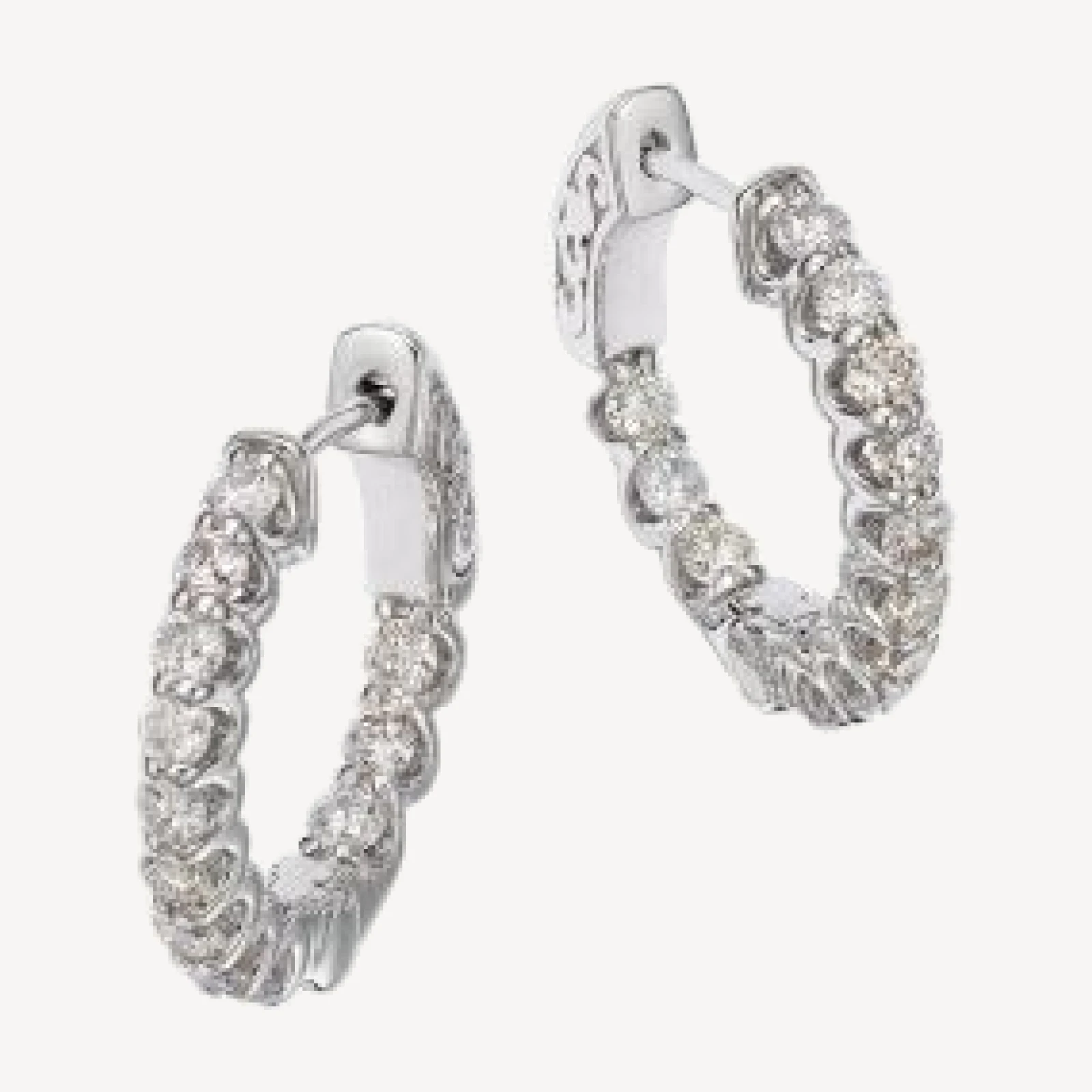 Bloomingdale's Fine Collection Diamond Inside Out Hoop Earring in 14K White Gold, 1.20 tcw