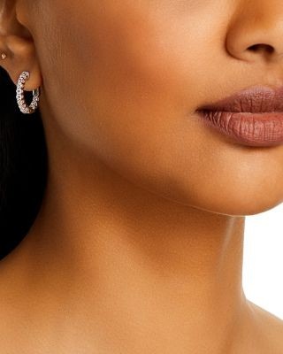 Bloomingdale's Fine Collection Diamond Inside Out Hoop Earring in 14K White Gold, 1.20 tcw