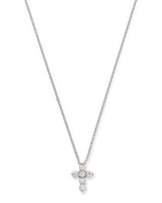 Bloomingdale's Fine Collection Diamond Cross Pendant Necklace in 14K White Gold, 0.30 tcw