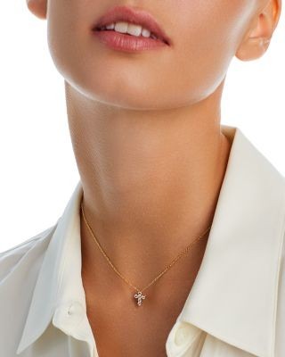 Bloomingdale's Fine Collection Diamond Cross Pendant Necklace in 14K Yellow Gold, 0.30 tcw