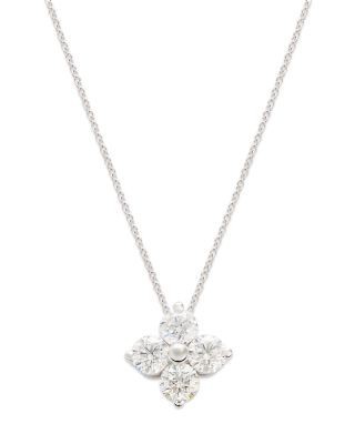 Bloomingdale's Fine Collection Diamond Flower Pendant Necklace in 14K White Gold, 2.0 tcw