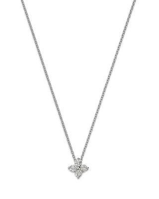 Bloomingdale's Fine Collection Diamond Flower Pendant Necklace in 14K White Gold, 0.25 tcw