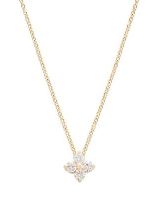 Bloomingdale's Fine Collection Diamond Flower Pendant Necklace in 14K Yellow Gold, 0.25 tcw