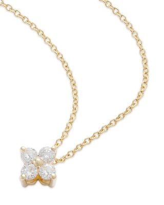 Bloomingdale's Fine Collection Diamond Flower Pendant Necklace in 14K Yellow Gold, 0.25 tcw