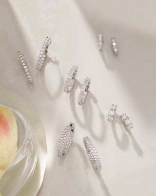 Bloomingdale's Fine Collection Diamond Inside Out Oval Hoop Earrings in 14K White Gold, 1.75 tcw