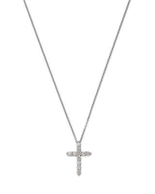 Bloomingdale's Fine Collection Diamond Small Cross Pendant Necklace in 14K White Gold, 0.50 tcw