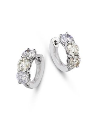 Bloomingdale's Diamond Three Stone Huggie Earrings in 14K White Gold, 3.0 tcw