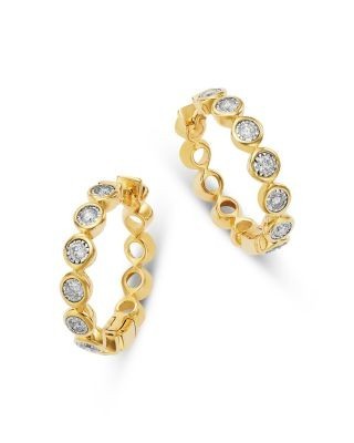 Bloomingdale's Fine Collection Diamond Bezel Small Hoop Earrings in 14K Yellow Gold, 0.30 tcw