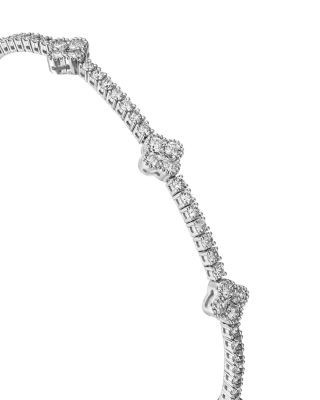 Bloomingdale's Fine Collection Diamond Clover Flexible Bangle Bracelet in 14K White Gold, 1.58 tcw