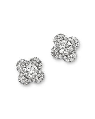 Bloomingdale's Fine Collection Diamond Clover Stud Earrings in 14K White Gold, 1.36 tcw