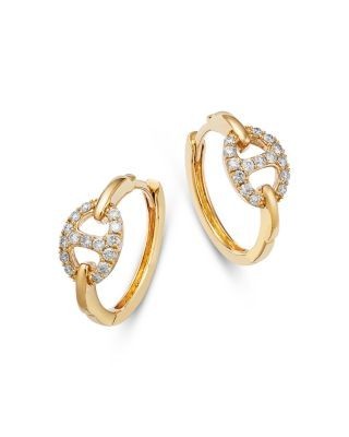 Bloomingdale's Fine Collection Diamond Link Huggie Hoop Earrings in 14K Yellow Gold, 0.20 tcw