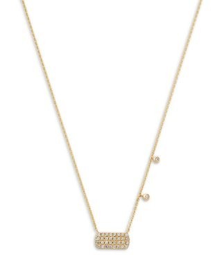 Bloomingdale's Fine Collection Diamond Pave Rectangular Disc Pendant Necklace in 14K Yellow Gold, 0.20 tcw