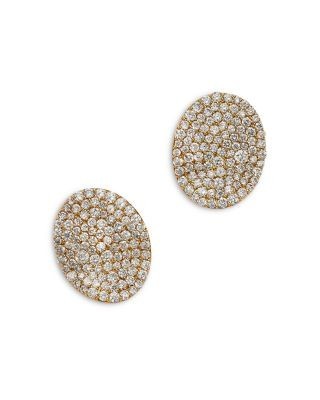 Bloomingdale's Fine Collection Pave Diamond Disc Stud Earrings in 14K Yellow Gold, 1.0 tcw