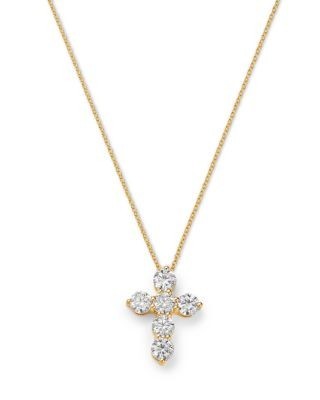 Bloomingdale's Fine Collection Diamond Cross Pendant Necklace in 14K Gold, 2.10 tcw