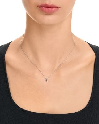 Bloomingdale's Fine Collection Diamond Mini Cross Pendant Necklace in 14K Gold, 0.12 tcw