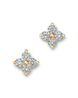 Bloomingdale's Fine Collection Diamond Clover Stud Earrings in 14K Yellow Gold, 0.75 tcw