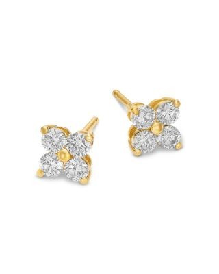 Bloomingdale's Fine Collection Diamond Clover Stud Earrings in 14K Yellow Gold, 0.75 tcw