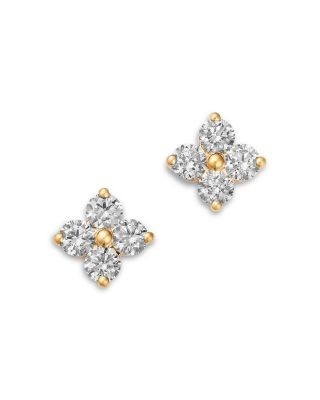 Bloomingdale's Fine Collection Diamond Clover Stud Earrings in 14K Yellow Gold, 1.0 tcw