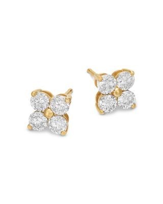 Bloomingdale's Fine Collection Diamond Clover Stud Earrings in 14K Yellow Gold, 1.50 tcw