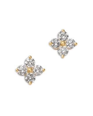 Bloomingdale's Fine Collection Diamond Clover Stud Earrings in 14K Yellow Gold, 2.0 tcw