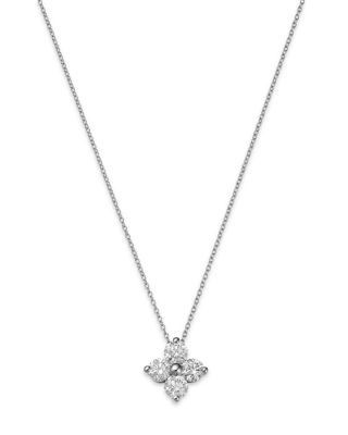 Bloomingdale's Fine Collection Diamond Flower Pendant Necklace in 14K White Gold, 1.50 tcw