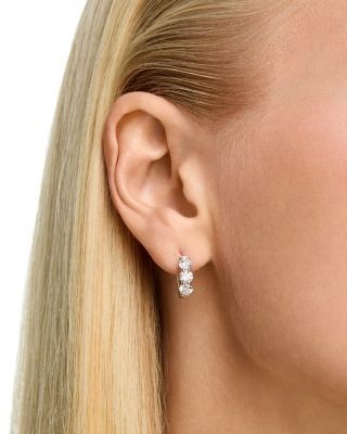 Bloomingdale's Fine Collection Diamond Three Stone Huggie Earrings in 14K Gold, 1.5 tcw