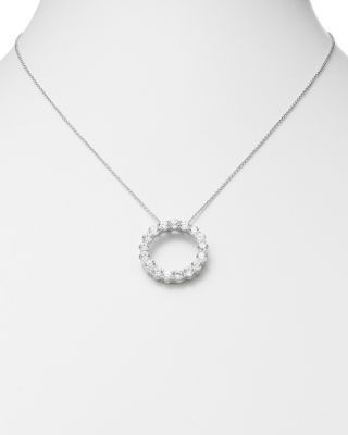 Diamond Circle Pendant in 14K White Gold, 3.0 tcw