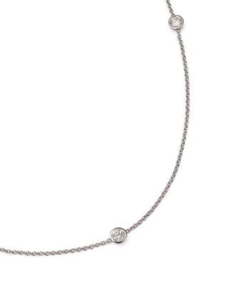 Diamond Station Necklace in 14K White Gold, .50 tcw