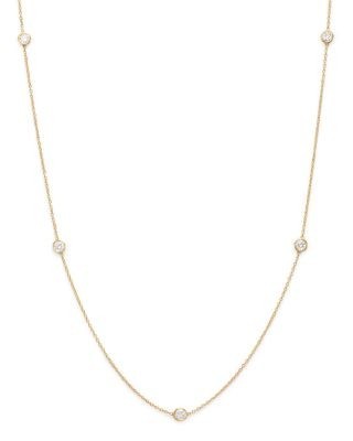 Diamond Station Necklace in 14K Yellow Gold, 0.50 tcw