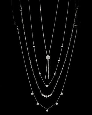 Diamond Station Necklace in 18K White Gold, 1.0 tcw