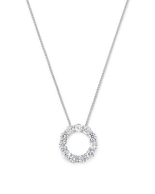Diamond Circle Pendant Necklace in 14K White Gold, 2.0 tcw