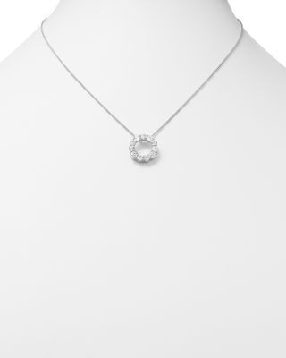 Diamond Circle Pendant Necklace in 14K White Gold, 2.0 tcw