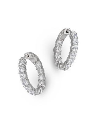 Diamond Inside Out Hoop Earrings in 14K White Gold, 3.60 tcw
