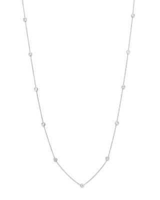 Diamond Station Necklace in 14K White Gold, 1.0 tcw
