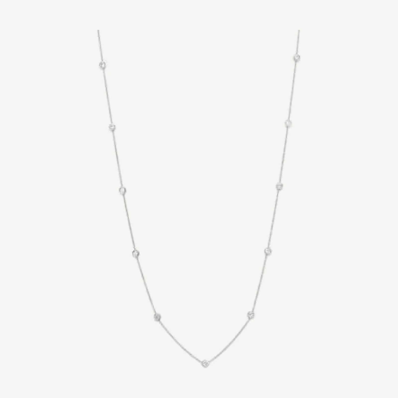 Diamond Station Necklace in 14K White Gold, 1.0 tcw