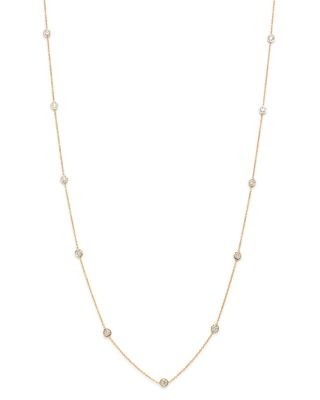 Diamond Station Necklace in 14K Yellow Gold, 1.0 tcw