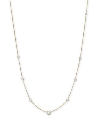 Diamond Station Necklace in 18K Yellow Gold, 1.0 tcw