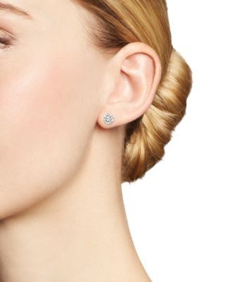 Certified Diamond Halo Stud Earrings in 14K White Gold, 1.0 tcw