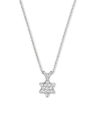 Diamond Star of David Pendant Necklace in 14K White Gold, .25 tcw