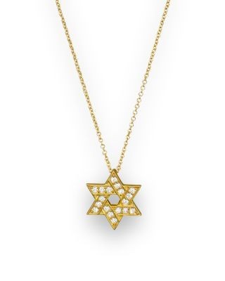 Diamond Star of David Pendant Necklace in 14K Yellow Gold, .18 tcw