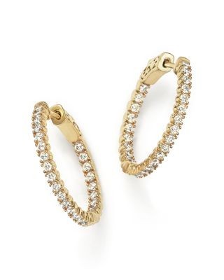 Diamond Inside Out Hoop Earrings in 14K Yellow Gold, 1.0 tcw