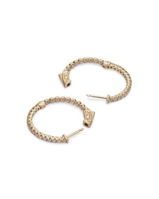 Diamond Inside Out Hoop Earrings in 14K Yellow Gold, 1.0 tcw