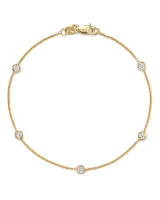 Diamond Station Bracelet in 14K Yellow Gold, .25 tcw