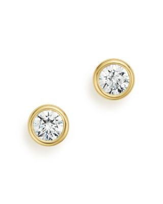 Diamond Bezel Stud Earrings in 14K Yellow Gold, 0.50 tcw